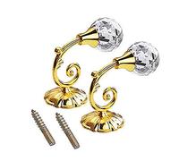 JYBNBBE 2Pc Crystal Curtain Hooks Curtain Buckle Wall Holdbacks Decorative Tiebacks Crystal Ball Hooks Holdback Tassel Wall Tie Hanger,Golden,4pcs,Silvery-4pcs,Golden-4pcs