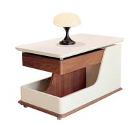 JYBNBBE 360° Rotating Lift Coffee Table with Wheels, Multifunctional 2-Tier Height Adjustable End Table for Living Room and Bedroom,White