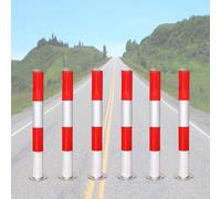 JYBNBBE 6 Pcs Traffic Safety Bollard, 23 29 Inch Tall Steel Reflective Delineator Post for Private Parking/Crowd Control/Street/Public Area, Sidewalk Road Cones/Driveway Barrier,60cm/23.6"