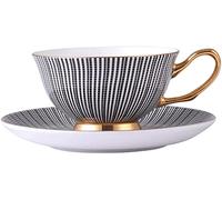 JYBNBBE Bone China Tea Cup Saucer Spoon Set Elegant Gray Coffee Cup Gold Porcelain Tea Set Ceramic Teacup Cafe Espresso Cup coffee cup
