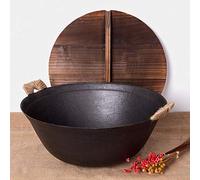 JYBNBBE Cast Iron Wok Pan Household Double-Ear Large Iron Pot Old-Fashioned Round Bottom Gas 40cm Multipurpose Pot,40CM