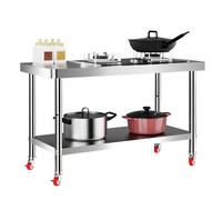 JYBNBBE Commercial Stainless Steel Prep Table on Wheels, Heavy-Duty Workbench with Under-Shelf, Ideal for Kitchen and Restaurant Use,120x60cm/47.2X23.6in