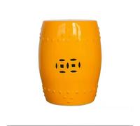 JYBNBBE Decorative Ceramic Garden Stool - Outdoor Solid Glazed Hollow Drum Side Table, Chinese, Simple Modern, Traditional, Asian, Living Room, Patio, Balcony, Royal blue, normal (Orange)