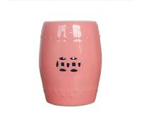 JYBNBBE Decorative Ceramic Garden Stool - Outdoor Solid Glazed Hollow Drum Side Table, Chinese, Simple Modern, Traditional, Asian, Living Room, Patio, Balcony, Light green, normal (Pink)