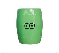 JYBNBBE Decorative Ceramic Garden Stool - Outdoor Solid Glazed Hollow Drum Side Table, Chinese, Simple Modern, Traditional, Asian, Living Room, Patio, Balcony, Light green, normal (Green)
