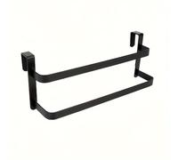 JYBNBBE Double-Layered Iron Towel Rack for Over-the-Door, Space-Saving Storage Solution with Two Bars for Kitchen/Bathroom Towels, Stylish Black Finish