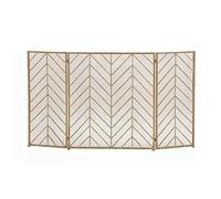 JYBNBBE Fireplace Screen Large Gold Fireplace Screen 4 Panel Ornate Wrought Iron Black Metal Fire Place Standing Gate Decorative Mesh Solid Baby Safe Proof Fence Steel Spark Guard Cover Ou