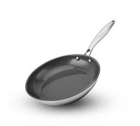 JYBNBBE Frying Pan Non-Stick, Stainless Steel Handle and Body, Healthy Ceramic Coated, for All hobs Including Induction, Oven Safe, Portable, 20cm,Silver Frying Pan