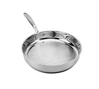 JYBNBBE Frying Pan Stainless Steel 430 Nonstick Skillet,3-Ply Induction Compatible,Healthy 28cm Multipurpose Use for Home Kitchen or Restaurant,Silver Frying Pan