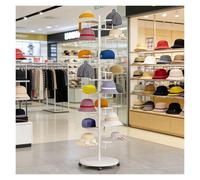 JYBNBBE Heavy Duty Hat Rack Tree Stand, Large Standing Cap Organizer Holds 20-40 Hats, 6 Tier Display for Home, Retail Store, Black,White-8 layer