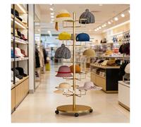 JYBNBBE Heavy Duty Hat Rack Tree Stand, Large Standing Cap Organizer Holds 20-40 Hats, 6 Tier Display for Home, Retail Store, Black,Gold-5 layer