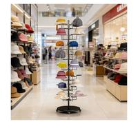 JYBNBBE Heavy Duty Hat Rack Tree Stand, Large Standing Cap Organizer Holds 20-40 Hats, 6 Tier Display for Home, Retail Store, Black,Black-8 layer