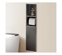 JYBNBBE Modern Black Stainless Steel Shower with Trash Can and Two-Shelf Wall Storage - No Tiles Needed 60x28x13.5 cm Bathroom nizer,Gris-80x18x12.5cm