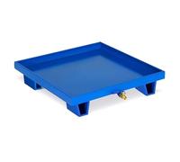 JYBNBBE Modular Industrial Drum Spill Containment Platform with Drain Outlet - Safe Oil Drum Storage, Leak Prevention, and Durable Design for Hazardous Material Management,Blue-65x65x15cm