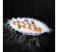 JYBNBBE Molecular Cuisine Dip on Ice Sushi Platter Leaf Shape Seafood Sashimi Serving Tray Creative Characteristic Tableware Food Preparation and Storage Large Size,White-90cm