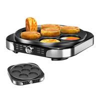 JYBNBBE Non-Stick Electric Crepe Maker & Griddle Pan - Pancake & Chapati Machine with Unlimited Temperature Control, Foldable Design, Auto Roti Maker for Eggs & More, 7-Hole Pot,Seven-hole pot