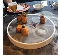 JYBNBBE Personality Creative Dry Ice Tableware Ceramics Serving Platter Molecular Cuisine Serving Dishes for Restaurant Black,White,Style 1-11 inches