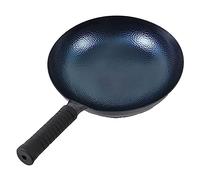 JYBNBBE Pre-Seasoned No Coating Iron Wok, Traditional Hammered Woks & Stir-Fry Pans with Handle, Non-Stick Round Bottom Wok Pan No Coating, Less Oil,34cm