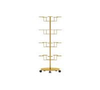 JYBNBBE Rotating Hat Display Stand with Wheels, 6-Tier Free Standing Hat Rack for Caps and Wigs, Space Saving Headwear Organizer in White,Gold-4 Tier