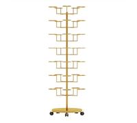 JYBNBBE Rotating Hat Display Stand with Wheels, 6-Tier Free Standing Hat Rack for Caps and Wigs, Space Saving Headwear Organizer in White,Gold-7 Tier