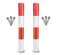 JYBNBBE Safety Bollard Post Parking Barrier, 2 4 6 Packs Traffic Delineator Posts with Expansion Bolts & Reflective Collars for Driveway/Streets/Schools/Front of Buildings, Steel,2packs-75cm/29.5"