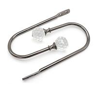 JYBNBBE Shaped Curtain Holdbacks for Wall 2pcs Crystal Curtain Hooks Metal Curtain Holders Curtain Tiebacks for Home Decoration,Silver-23 * 10cm
