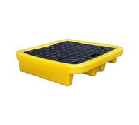 JYBNBBE Stackable Modular Spill Containment Platform - Heavy-Duty Drum Sump Pallet with Drain & Detachable Grating for Enhanced Safety and Easy Cleanup Solutions,Yellow-1pcs-72x72x15.5cm