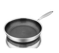 JYBNBBE Stainless Steel Frying Pan Frying Pan Wok Stainless Steel Steak Skillet Saucepan Induction Gas Stove Universal Kitchen Cookware Non-Stick Cook Pot (304 Carved Bottom 28cm)