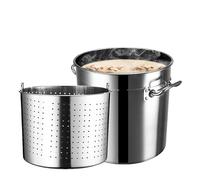 JYBNBBE Stainless Steel Steamer, Stainless Steel Stock Pot with Strainer and Lid - Large Heavy Duty Deep Fryer Pot 27QT/45QT/63QT Commercial Clam Steamer Bucket for Home Hotel,45,25.5 Litres