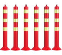 JYBNBBE Traffic Delineator Post Delineator Safety Cone Post Red Delineator Post with Chain Hook, 80cm Tall Plastic PU Street Cones for Parks/Garden Pathways Crowd Control, Night,6 Pack