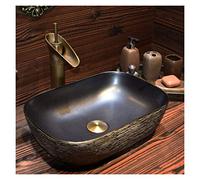JYBNBBE Vessel Sinks, Bathroom Vessel Sink Luxury Hotel Art Sink 12.3" x 9.3" x 3.9" V-intage Rectangular Vessel Sink Ceramic Lavatory Bowl Bathroom Countertop Wash Basin