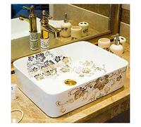 JYBNBBE Vessel Sinks, Bathroom Vessel Sink Luxury Hotel Art Sink Rectangular Vessel Bathroom Vanity Sink in Lustrous White Sink Bowl Wash Basin Modern Farmhouse Lavatory Bowl