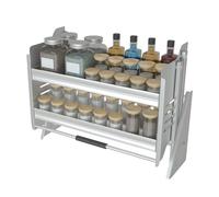 JYBNBBE Wall Mounted Upper Kitchen Cabinet Storage Rack, Pull Down Brackets for Storage of Plates Bowls Spices, High Cabinet Inner Space Saving Pull Down Shelf,One Color-26"x10.6"x22"