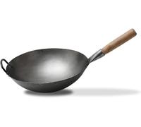 JYBNBBE Wok Pan Cast Iron Chinese Stir-Fry Pan with Excellent Heat Distribution for Quick and Even Cooking Cooking Rounded Bottom Wok Uncoated,36cm (36cm)
