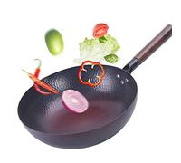 JYBNBBE Wok Pan Cast Iron, Stir Fry Pans with Lid Nonstick Woks, Large 12.5 Inch Wok Frying Pan Hand Hammered Chinese Traditional Wok, for Electric, Induction and Gas Stoves