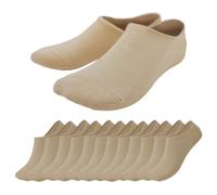 JYC CREATIVE Short Socks, Breathable Invisible Socks, Bamboo Fibre Socks, Non-Slip Socks, Beige, 6 Pairs, 35-41