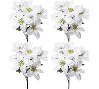 JYCAR 4PCS Artificial Poinsettia Bouquet, Silk Poinsettia Floral Simulation Christmas Flower Bunch Fake Xmas Red Flowers for Home Christmas Tree Decor