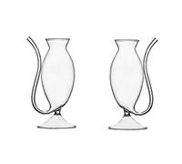 JYCAR Vampire Wine Glass Set of 2, 250ML Cocktail Glasses Transparent Wine Decanter with Drinking Tube Straw, Creative Glass Cups Mugs for Wine Champagne Juice Home Bar Party