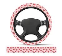JYCardPKT Elastic Car Steering Wheel Cover, Universal 15 inch Non-Slip Breathable Neoprene Steering Wheel Protector, Car Accessories for Women Men Fit Auto, Suvs, Truck Cute Strawberry