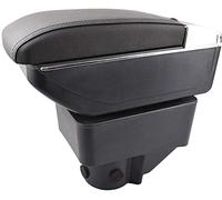 JYCCH Car Dual-Layer Black Leather Arm Rest for Ford Fiesta 2011-2019, Rotatable Armrest Center Console Soft Leather Adjustable Top, Arm Rest with USB Interface