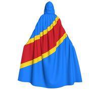 Jyckat Flag of the Congo - Unisex Hooded Cloak, Adults' Lightweight Cloak for Halloween Cosplay Costumes