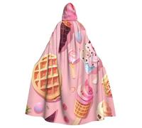 Jyckat Ice Cream And Waffle Pattern - Cosplay Robe Costume Hooded Cloak, Halloween Cosplay Costume Robe Cloak Cape