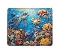 Jyckat Mouse Pad with Non-Slip Rubber Base, Dolphins Sea Turtle Shark Octopus Coral Reef, Mouse Pads for Computers, Laptop, Gaming, Office & Home - 7.9 x 9.5 in