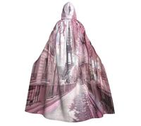 Jyckat Paris Street Eiffel Tower Pink Floral - Cosplay Robe Costume Hooded Cloak, Halloween Cosplay Costume Robe Cloak Cape