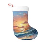 Jyckat Personalized Christmas Stockings - 18 Inches Hanging Stockings, 1 Pack Large Size Stockings for Christmas Tree Family Holiday Decor - Beautiful Sunrise Ocean
