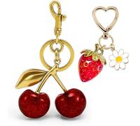 JYCMMFC Keychain Cherry Bag Charms Purse Cute Strawberry Key Chains for Car keyrings handbags Stanley Cup Decor for Women Girls Gifts, Red, S
