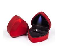 JYCMMFC Ring Box Heart Shaped LED Light Engagement Ring Boxes Jewelry Gift Box for Proposal Wedding Valentine's Day Anniversary Christmas Mothers Thanksgiving Gift (Red)