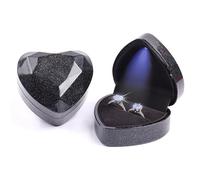 JYCMMFC Ring Box Heart Shaped LED Light Engagement Ring Boxes Jewelry Gift Box for Proposal Wedding Valentine's Day Anniversary Christmas Mothers Thanksgiving Gift (Starry Sky Black)