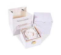 JYCMMFC Rose Ring Box Jewelry Box Artificial Flowers Eternal Rose Box Anniversary Wedding Valentines Day Christmas Gifts for Mom Wife Girlfriend Women (White)