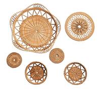 JYCRA Boho Wall Basket Decor, Set of 6 Hanging Woven Baskets, Handmade Rustic Wall Basket, Round Wicker Baskets Wall Art for Home Decor(#1)
